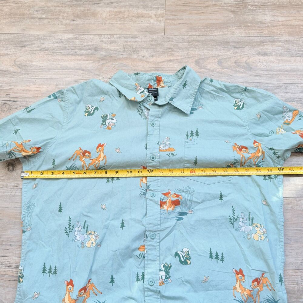 Disney Bambi Scenic Print Button-Up Shirt BoxLunch Exclusive Men’s XL Green Blue - Picture 5 of 11